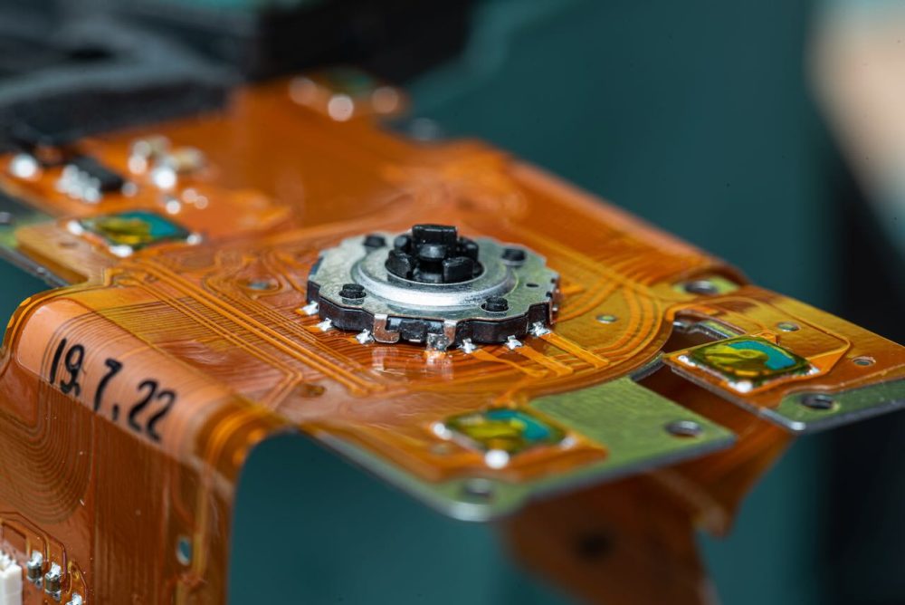 Metal casing is soldered on circuit board.